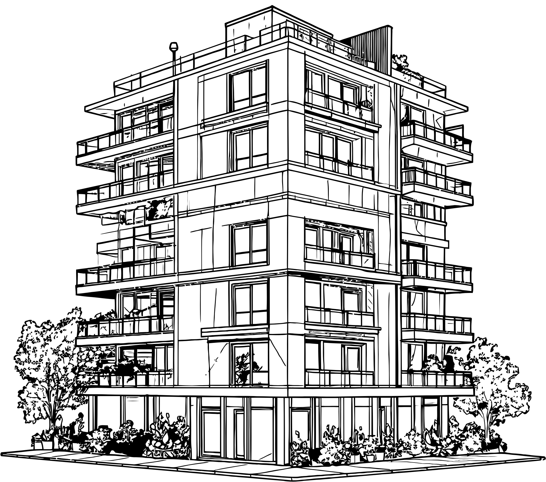 Construction building line drawing